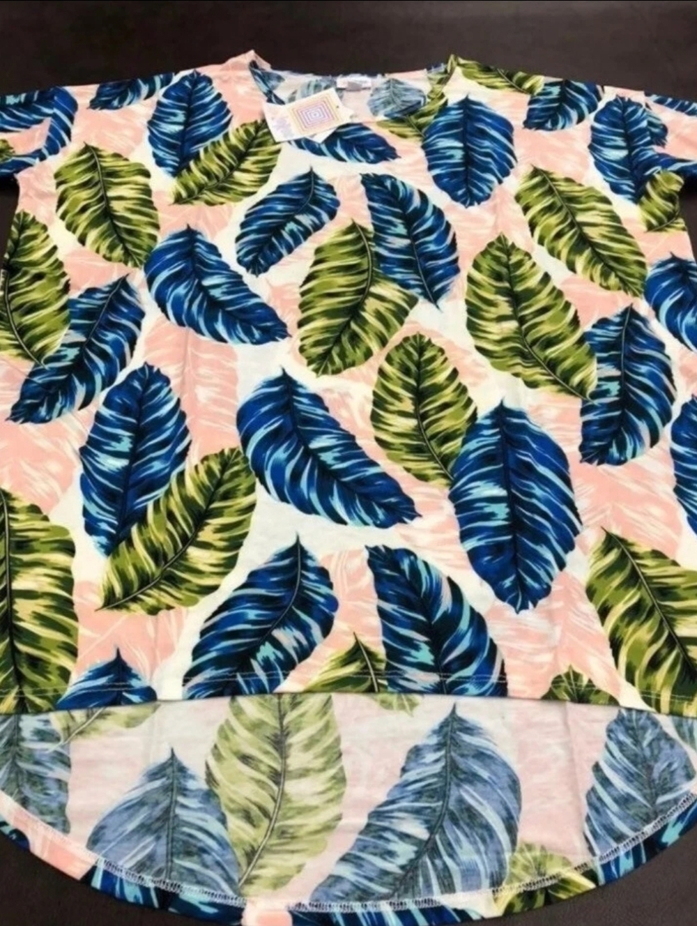 NWT LADIES LuLaRoe Tropical Leaf TUNIC in Pink, Blue & Green Size 3XL